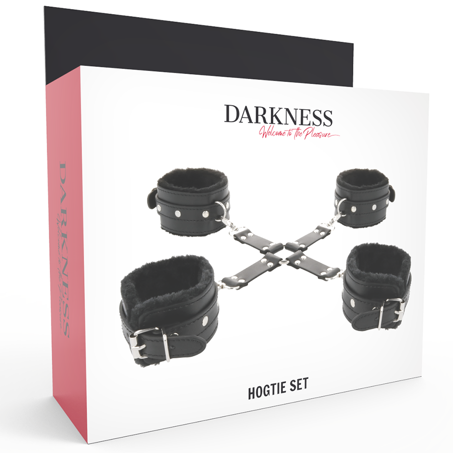 DARKNESS - LEATHER HANDCUFFS FOR FOOT AND HANDS BLACK - My naughty haven #