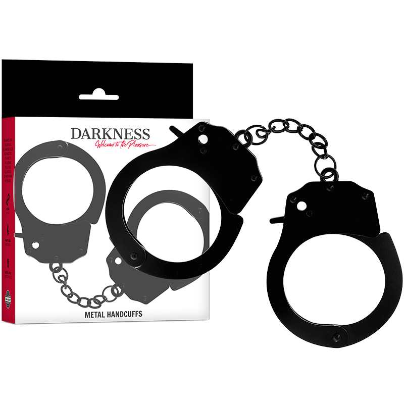 DARKNESS - METAL HANDCUFFS FOR BLACK HANDS - My naughty haven #
