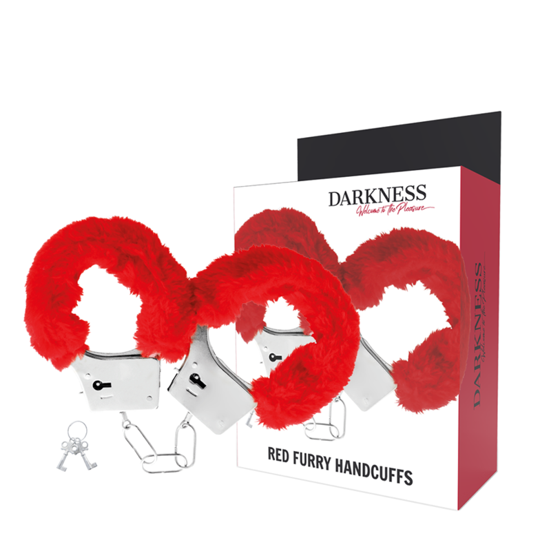 DARKNESS - RED LINED METAL HANDCUFFS - My naughty haven #