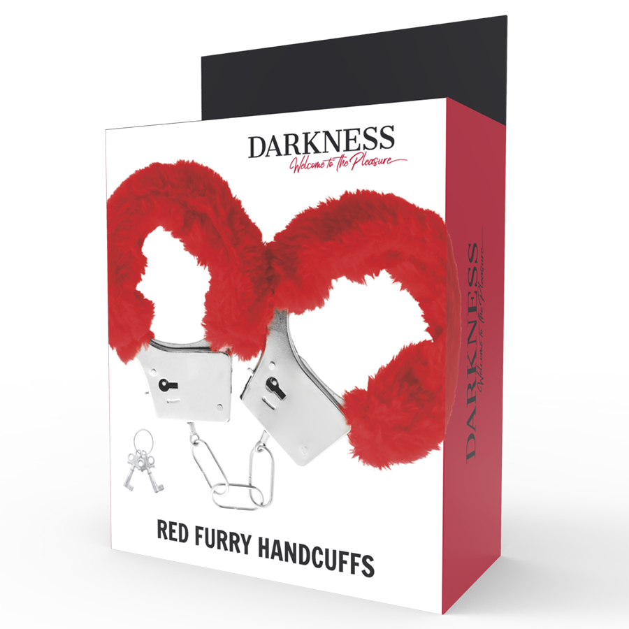 DARKNESS - RED LINED METAL HANDCUFFS - My naughty haven #
