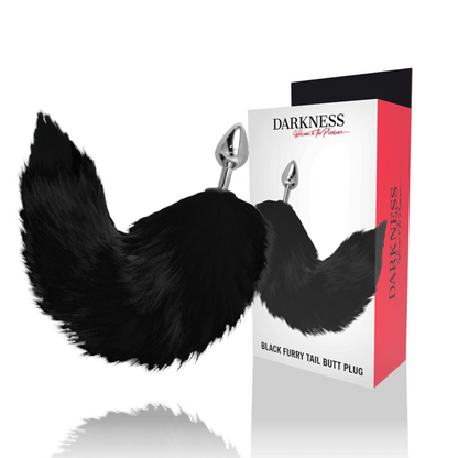 DARKNESS - SILVER ANAL PLUG 8 CM WITH BLACK TAIL - My naughty haven #