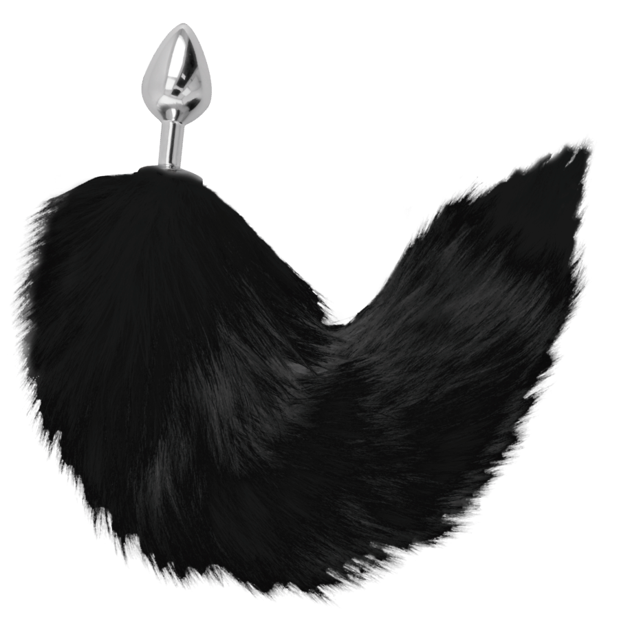 DARKNESS - SILVER ANAL PLUG 8 CM WITH BLACK TAIL - My naughty haven #