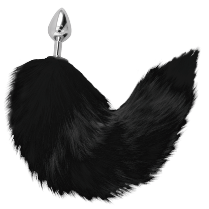 DARKNESS - SILVER ANAL PLUG 8 CM WITH BLACK TAIL - My naughty haven #