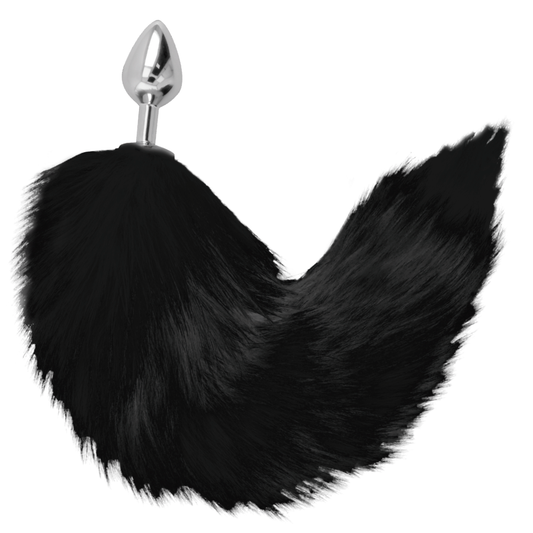 DARKNESS - SILVER ANAL PLUG 8 CM WITH BLACK TAIL - My naughty haven #