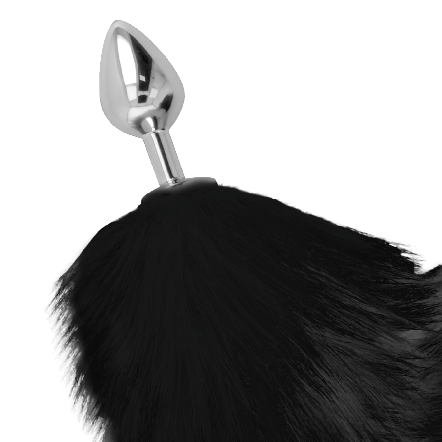 DARKNESS - SILVER ANAL PLUG 8 CM WITH BLACK TAIL - My naughty haven #