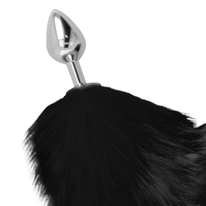DARKNESS - SILVER ANAL PLUG 8 CM WITH BLACK TAIL - My naughty haven #