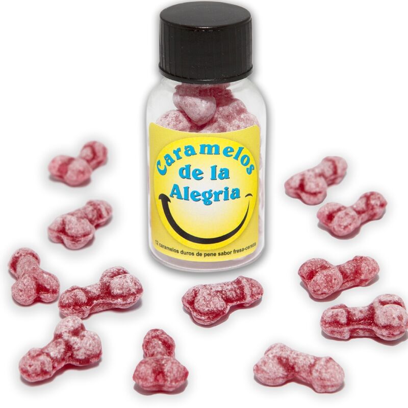 DIABLO PICANTE - 12 PENIS-SHAPED JOY CANDIES STRAWBERRY/CHERRY - My naughty haven #