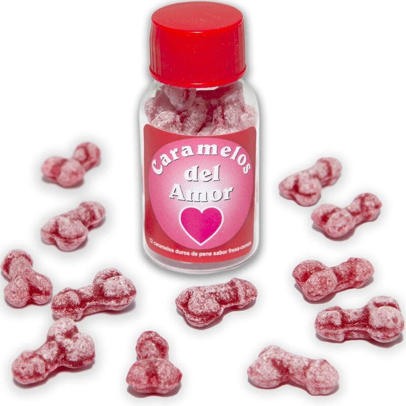 DIABLO PICANTE - 12 PENIS-SHAPED LOVE CANDIES STRAWBERRY/CHERRY - My naughty haven #