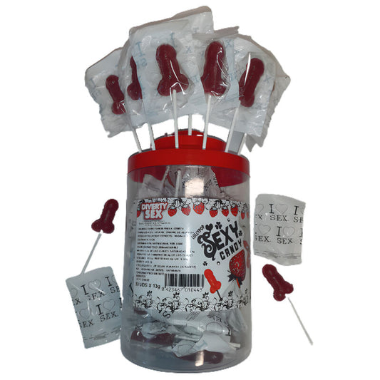 DIABLO PICANTE - 50 STRAWBERRY & CHERRY CANDY PENIS LOLLIPOP 50 UNITS - My naughty haven #