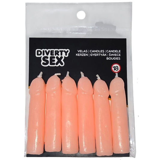 DIABLO PICANTE - 6 FLESH PENIS SHAPED CANDLES - My naughty haven #