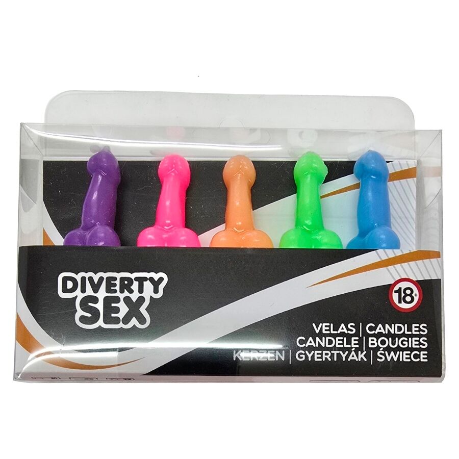 DIABLO PICANTE - BOX OF 5 PENIS-SHAPED CANDLES IN DIFFERENT COLORS - My naughty haven #