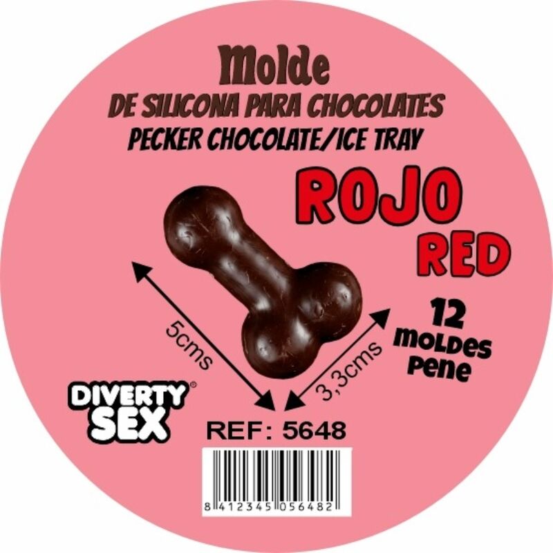 DIABLO PICANTE - CHOCOLATE MOLD WITH 12 SILICONE PENISES FOR HANGING RED - My naughty haven #