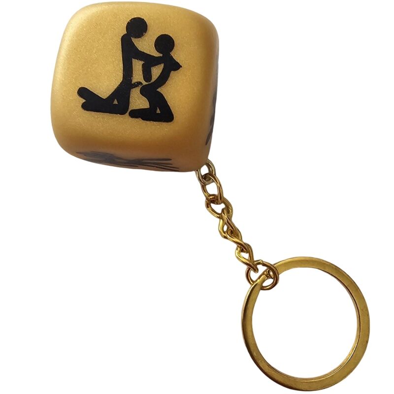 DIABLO PICANTE - GOLDEN DICE KEYCHAIN WITH POSES - My naughty haven #