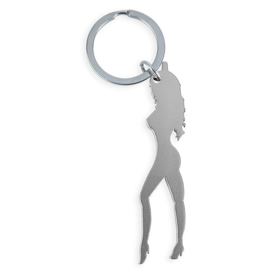 DIABLO PICANTE - KEYRING WITH FEMALE SILHOUETTE IN SILVER COLOR WITH BEER OPENER - My naughty haven #