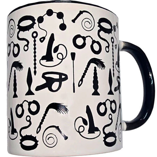 DIABLO PICANTE - WHITE BONDAGE MUG WITH BLACK HANDLE 370 ML - My naughty haven #