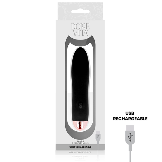DOLCE VITA - RECHARGEABLE VIBRATOR FOUR BLACK 7 SPEEDS - My naughty haven #