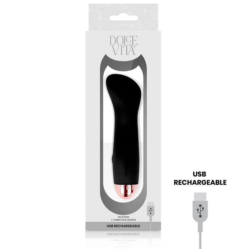 DOLCE VITA - RECHARGEABLE VIBRATOR ONE BLACK 7 SPEED - My naughty haven #