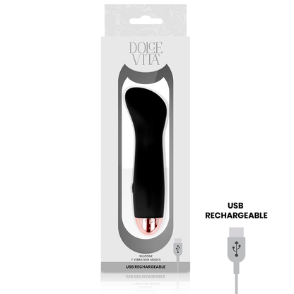 DOLCE VITA - RECHARGEABLE VIBRATOR ONE BLACK 7 SPEED - My naughty haven #
