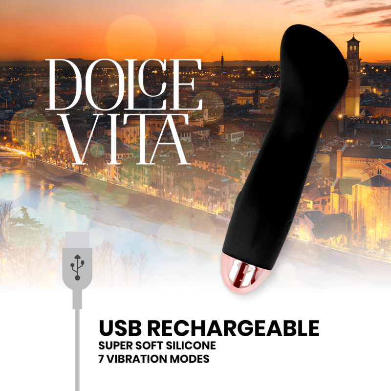 DOLCE VITA - RECHARGEABLE VIBRATOR ONE BLACK 7 SPEED - My naughty haven #
