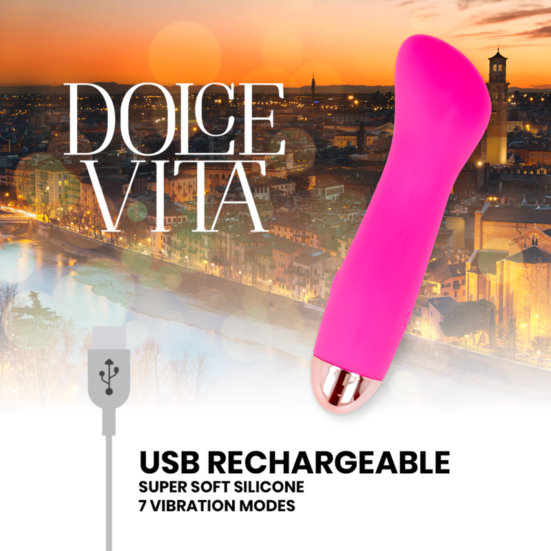 DOLCE VITA - RECHARGEABLE VIBRATOR ONE PINK 7 SPEED - My naughty haven #