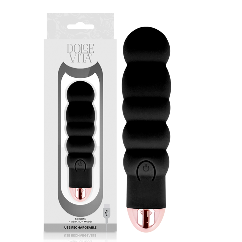 DOLCE VITA - RECHARGEABLE VIBRATOR SIX BLACK 7 SPEEDS - My naughty haven #
