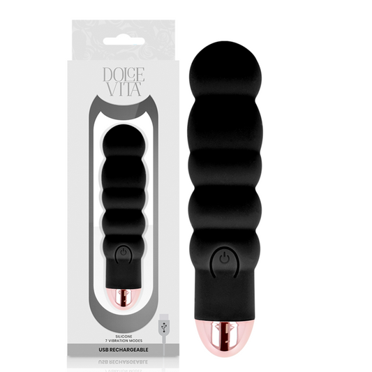DOLCE VITA - RECHARGEABLE VIBRATOR SIX BLACK 7 SPEEDS - My naughty haven #