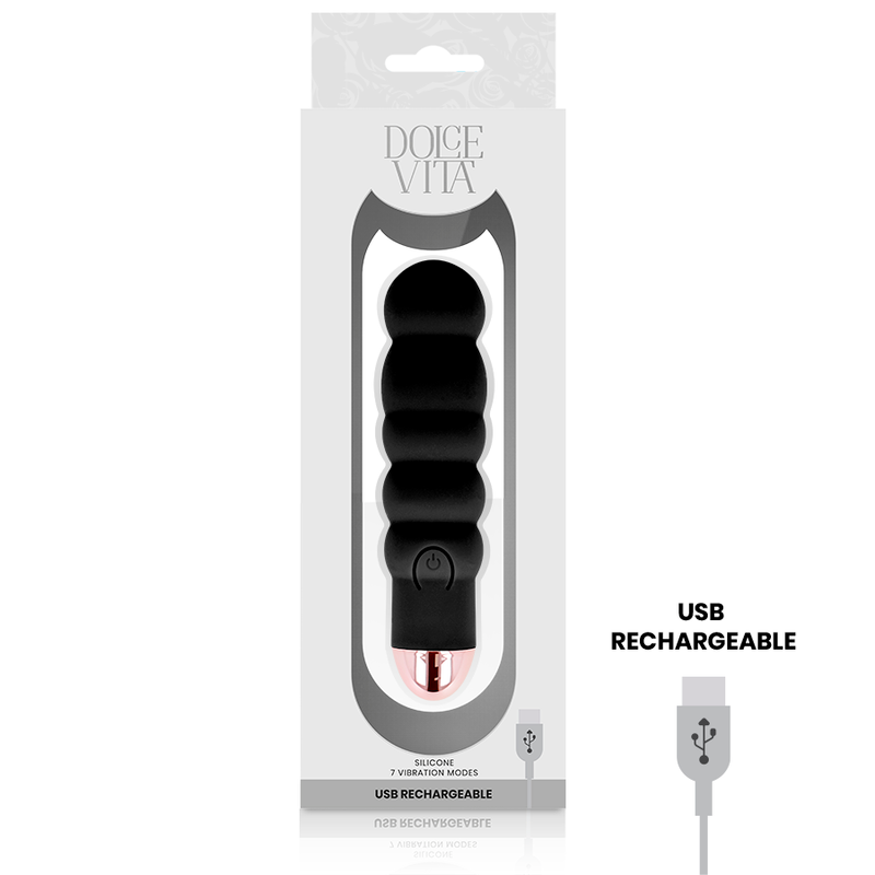 DOLCE VITA - RECHARGEABLE VIBRATOR SIX BLACK 7 SPEEDS - My naughty haven #