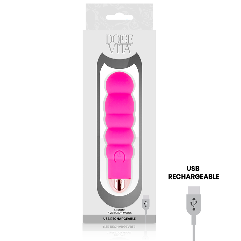 DOLCE VITA - RECHARGEABLE VIBRATOR SIX PINK 7 SPEEDS - My naughty haven #