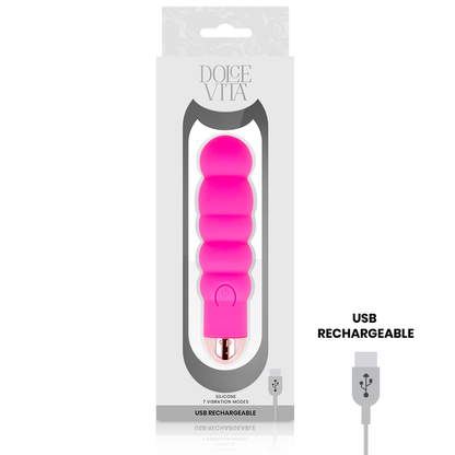 DOLCE VITA - RECHARGEABLE VIBRATOR SIX PINK 7 SPEEDS - My naughty haven #