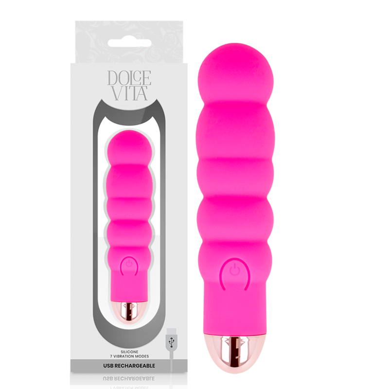 DOLCE VITA - RECHARGEABLE VIBRATOR SIX PINK 7 SPEEDS - My naughty haven #