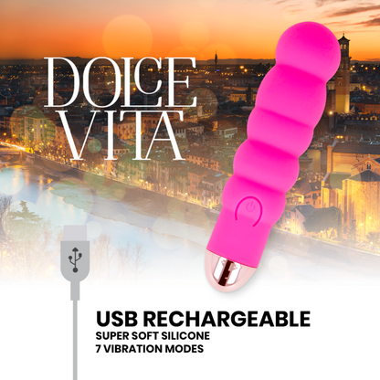 DOLCE VITA - RECHARGEABLE VIBRATOR SIX PINK 7 SPEEDS - My naughty haven #
