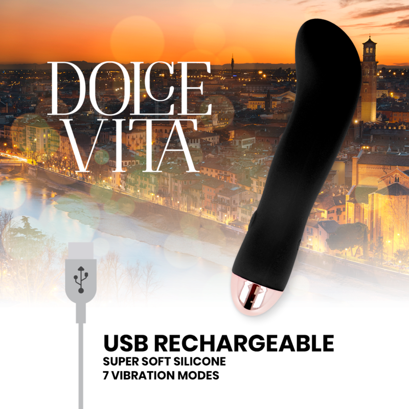 DOLCE VITA - RECHARGEABLE VIBRATOR TWO BLACK 7 SPEED - My naughty haven #