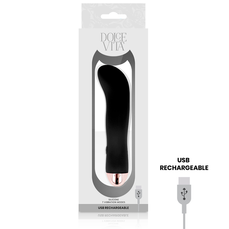 DOLCE VITA - RECHARGEABLE VIBRATOR TWO BLACK 7 SPEED - My naughty haven #