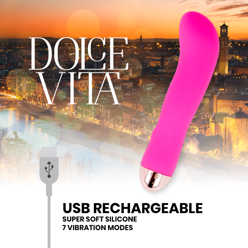 DOLCE VITA - RECHARGEABLE VIBRATOR TWO PINK 7 SPEEDS - My naughty haven #