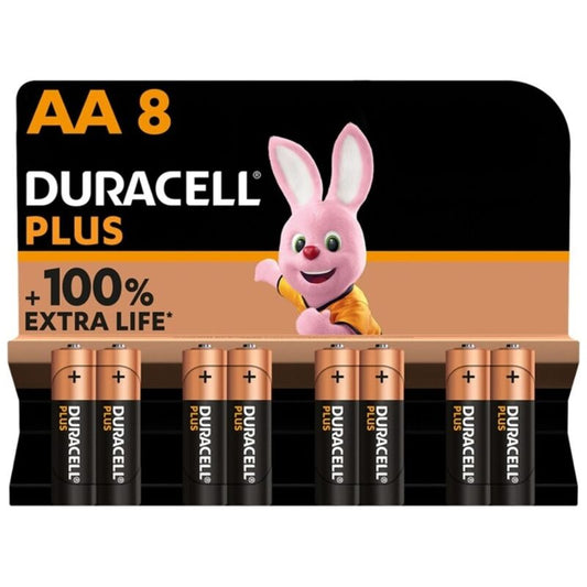 DURACELL - PLUS POWER 100 АЛКАЛНИ БАТЕРИИ AA LR6 8 БР.