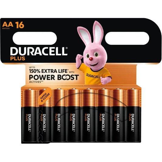 DURACELL - PLUS POWER BOOST AA ALKALINE BATTERY LR6 BLISTER x 16 - My naughty haven #