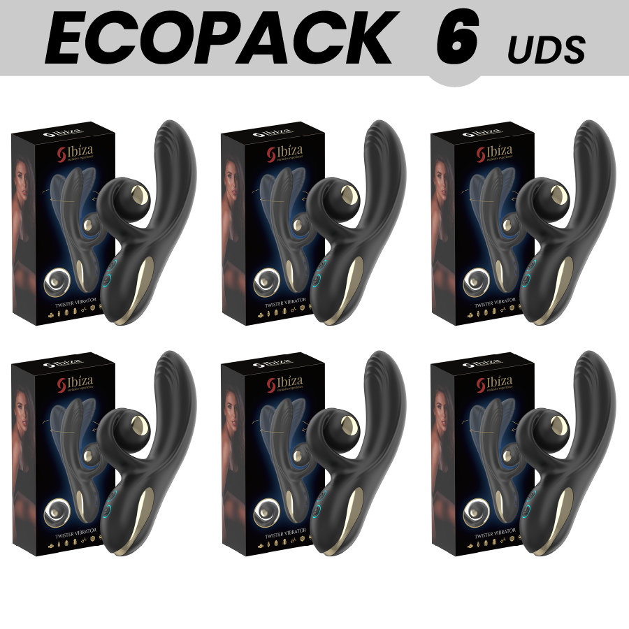 ECOPACKS 6 UNITS - IBIZA TWISTER VIBRATOR WITH CURVE STIMULATOR AND VIBRO-ROTATION - My naughty haven #