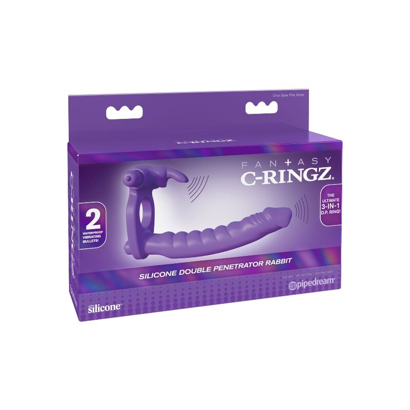 FANTASY C-RINGZ - SILICONE DOUBLE VIBRATOR RABBIT - My naughty haven #