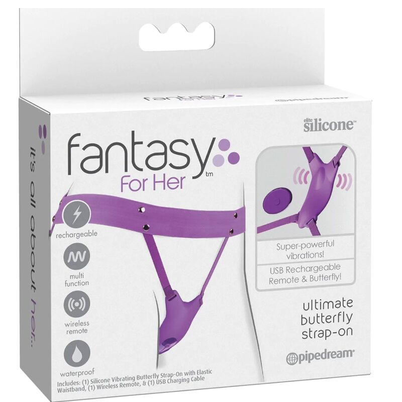 FANTASY FOR HER - BUTTERFLY HARNESS, VIBRATING RECHARGEABLE & REMOTE CONTROL PURPLE - My naughty haven #