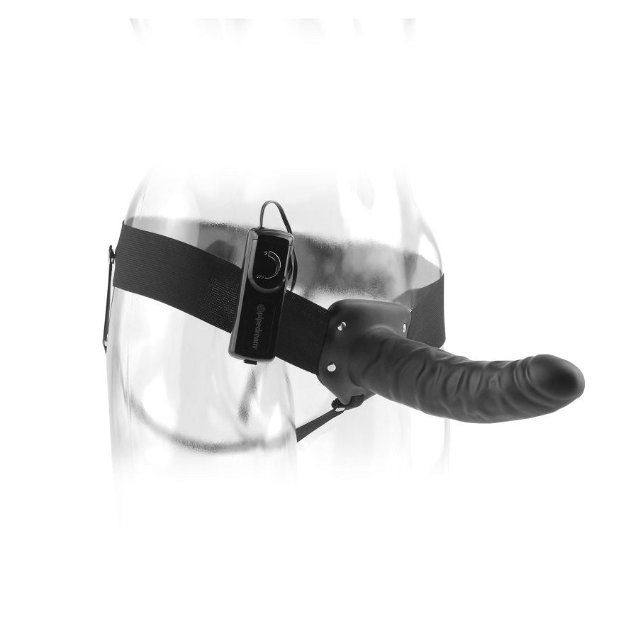 FETISH FANTASY SERIES - 19 CM VIBRATING HOLLOW STRAP-ON BLACK - My naughty haven #