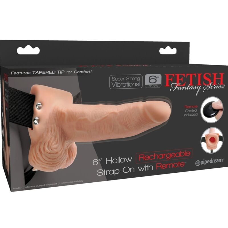 FETISH FANTASY SERIES - ADJUSTABLE HARNESS REMOTE CONTROL REALISTIC PENIS WITH RECHARGEABLE TESTICLES AND VIBRATOR 15 CM - My naughty haven #
