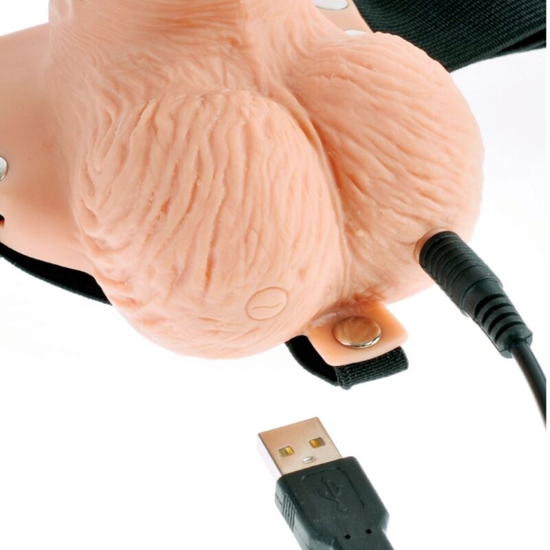 FETISH FANTASY SERIES - ADJUSTABLE HARNESS REMOTE CONTROL REALISTIC PENIS WITH RECHARGEABLE TESTICLES AND VIBRATOR 15 CM - My naughty haven #