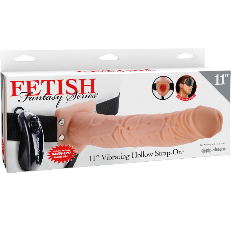 FETISH FANTASY SERIES - SERIES 11 HOLLOW STRAP-ON VIBRATING WITH BALLS 27.9CM FLESH - My naughty haven #