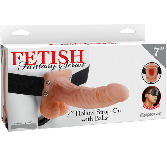 FETISH FANTASY SERIES - SERIES 7 HOLLOW STRAP-ON WITH BALLS 17.8CM FLESH - My naughty haven #