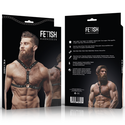 FETISH SUBMISSIVE ATTITUDE - ECO-LEATHER CHEST HARNESS WITH DOUBLE SUPPORT AND STUDS FOR MEN - My naughty haven #