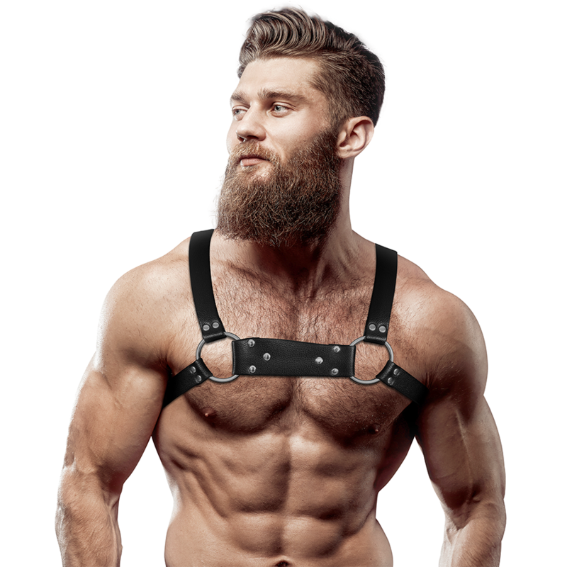FETISH SUBMISSIVE ATTITUDE - MENS ECO-LEATHER BULLDOG CHEST HARNESS SIZE M/L - My naughty haven #
