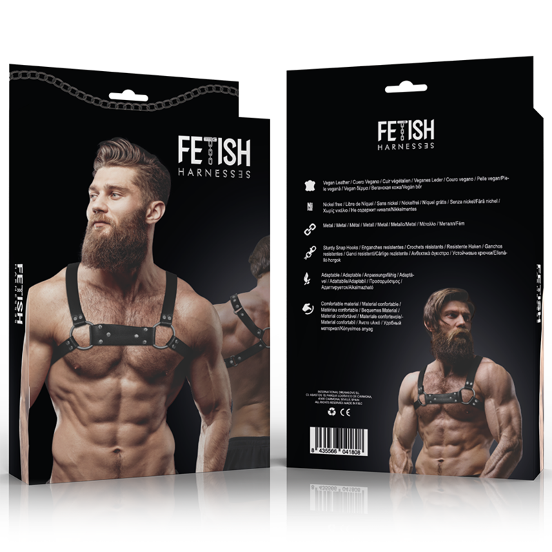 FETISH SUBMISSIVE ATTITUDE - MENS ECO-LEATHER BULLDOG CHEST HARNESS SIZE M/L - My naughty haven #