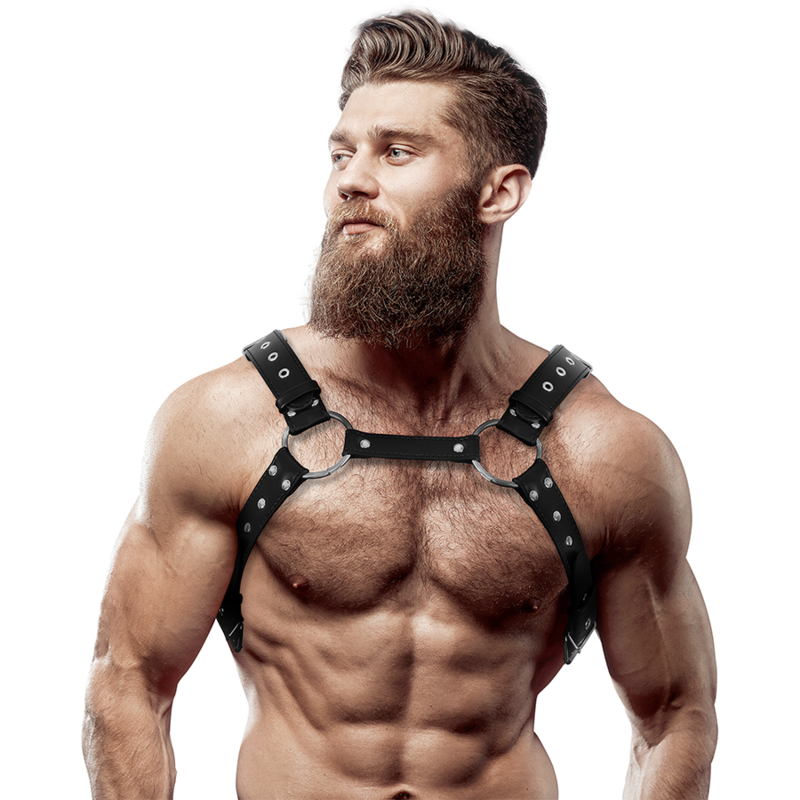 FETISH SUBMISSIVE ATTITUDE - MENS ECO-LEATHER CHEST HARNESS WITH STUDS - My naughty haven #
