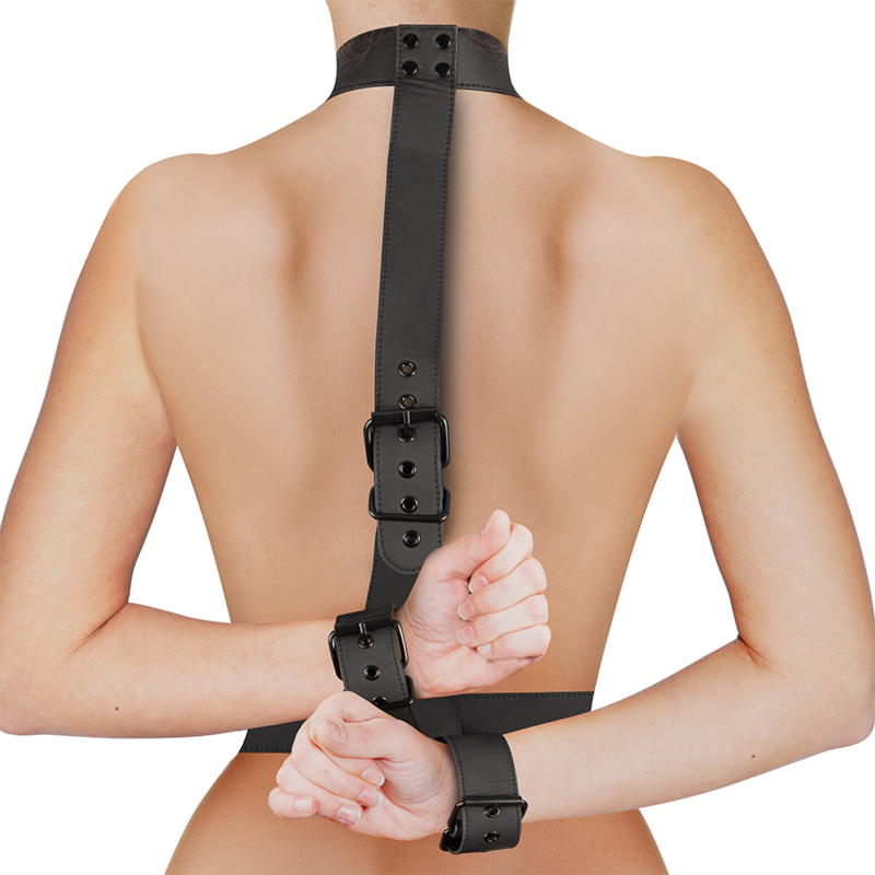 FETISH SUBMISSIVE BONDAGE - COLLAR & WRIST CUFFS BODY RESTRAINT SET - My naughty haven #