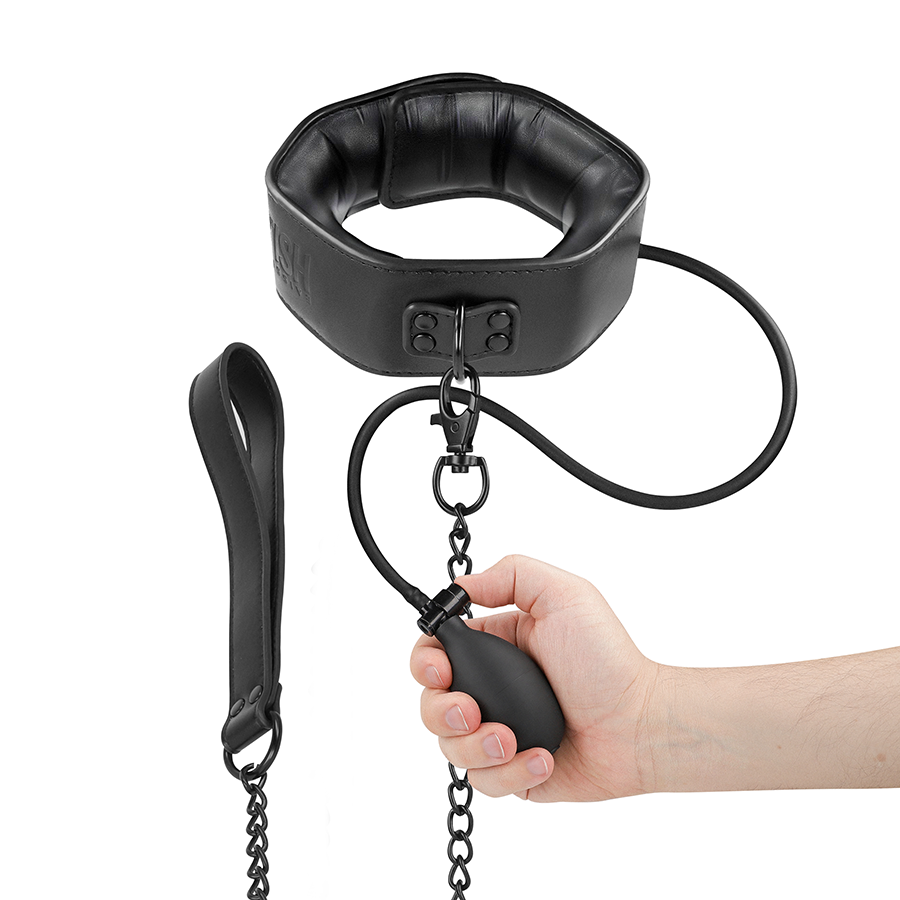 FETISH SUBMISSIVE BONDAGE - INFLATABLE STRANGLING COLLAR WITH CHAIN - My naughty haven #